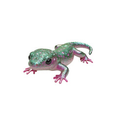 Naklejka premium Sparkling Green and Pink Gecko Lizard Figurine