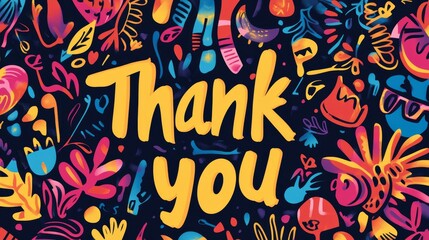 Naklejka premium Bold and Vibrant Thank You Card with High-Contrast Colors and Eye-Catching Design