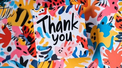 Playful Thank You Card with Quirky Patterns and Bright Messages of Gratitude for Greeting Cards, Appreciation, Thank You Notes Design