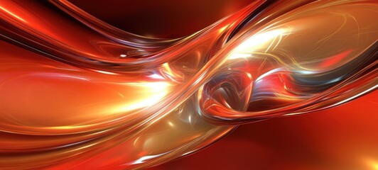 Abstract Orange and Gold Fluid Design: A Vibrant, Swirling Composition of Glossy, Intertwined Forms