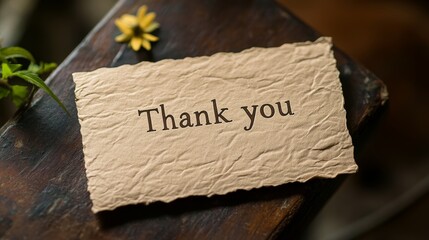 Earthy Eco-Friendly Thank You Card with Recycled Paper Textures and Centered "Thank You" Message