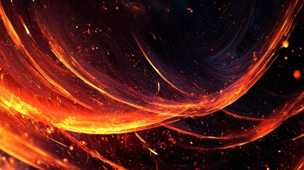 Abstract Swirling Fire Streams In Dark Space