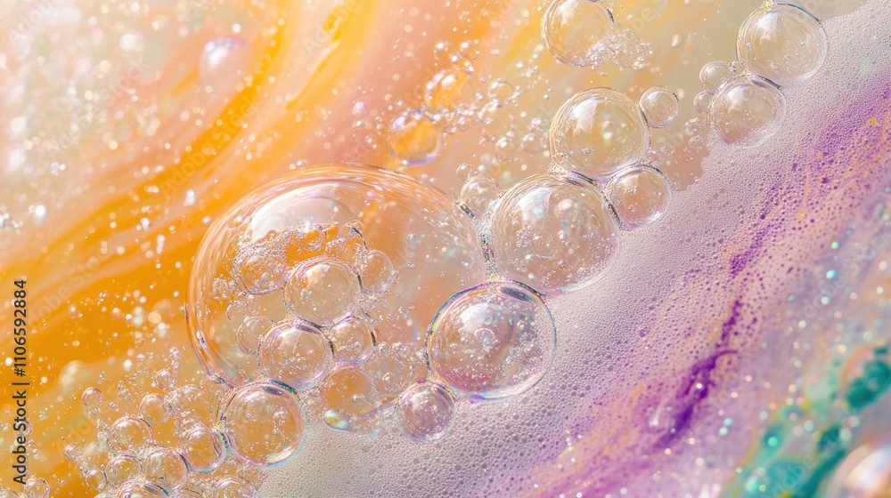 Aufkleber a close-up of colorful bubbles on a textured surface, creating an abstract, vibrant composition.