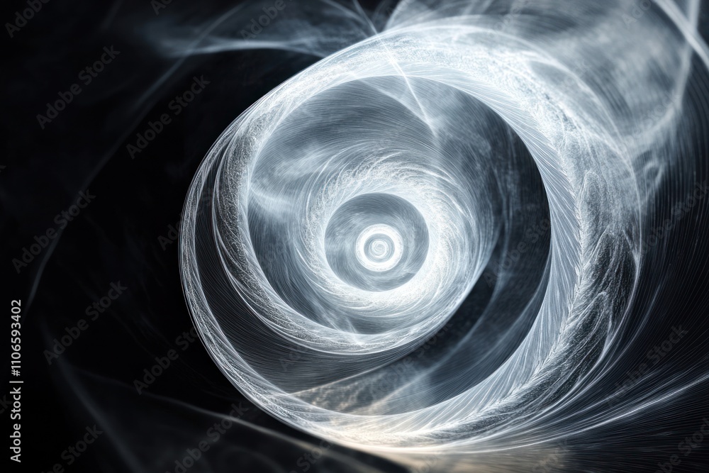 Poster abstract swirling pattern resembling a vortex, conveying a sense of depth and motion.