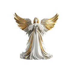 Elegant Gold and White Angel Figurine, Decorative Religious Statue