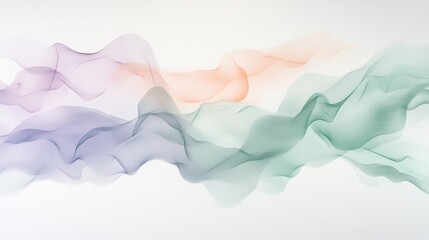 Soft pastel colors blend gracefully to create flowing abstract shapes, evoking a sense of calm and movement in a tranquil environment. The artwork invites contemplation.