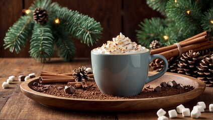 Cozy Hot Cocoa with Whipped Cream and Festive Accents