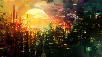 Obraz premium Solarpunk background concept. Solarpunk. Illustration