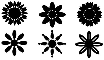 set of black white flower icon, flower icon lineart, set of black and white isolated flower, black and white flower icons for apps 