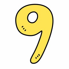 Number nine comic style illustration