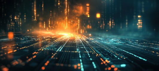Obraz premium Digital Highway: A Futuristic Technological Landscape