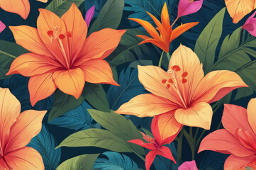 Fototapeta premium Closeup textural bright exotic flowers