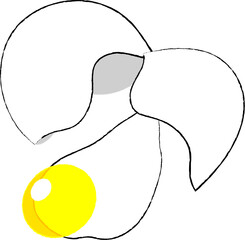 手描きの殻を割った生卵