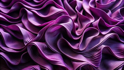 Obraz premium An Abstract Symphony of Shimmering, Deep Purple Fabric, Pleated and Folded into a Playful, Textured Tapestry