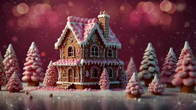 A special gingerbread house scene. Seamless 4K looping timelapse video animation background