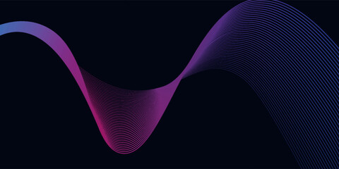 Abstract glowing wave lines on dark blue background. Dynamic wave pattern. Modern flowing wavy lines. Futuristic technology concept.