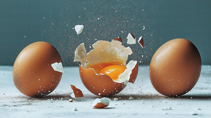 Eggs in dynamic motion - Generative AI