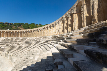 Ancient amphitheater Aspendos on a sunny summer day. Antalya. Turkey