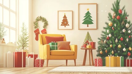 Festive living room decor cozy home interior design holiday atmosphere warm lighting christmas celebration