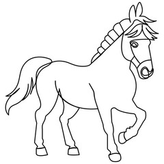 Horse icon  single line art, continuous one line drawing of  Isolated outline vector art
