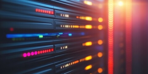 Modern Rack LED console in server room data center