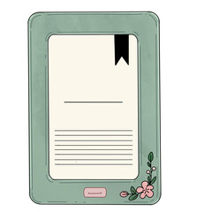 Whimsical E-Book Reader Clipart with Pastel Floral accent