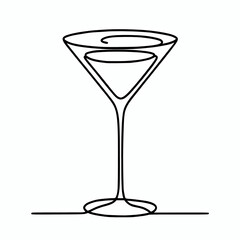 Continuous line martini glass minimalist illustration
