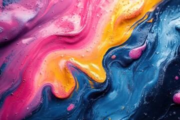 Obraz premium abstract composition of vibrant neon paint splashes blending together, creating a dynamic and energetic visual with bold colors in a modern artistic style