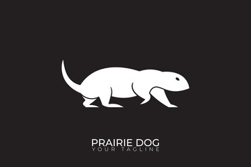 Prairie dog silhouette logo, simple prairie dog logo on black background