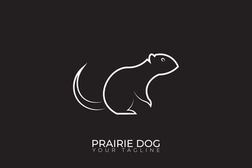 Prairie dog silhouette logo, simple prairie dog logo on black background