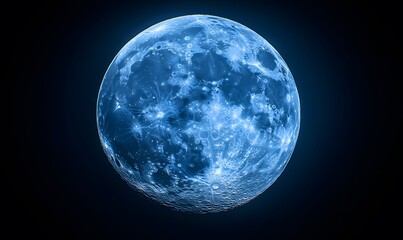 Obraz premium The blue supermoon with a halo that transitions from bright blue to a subtle gradient