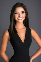 Fototapeta premium portrait of a Brunette caucasian beauty model with trendy long straight hairstyle