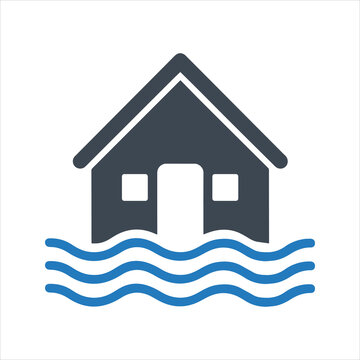 house flooded blue waves icon clip art preview
