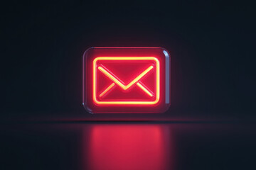 Red neon sign with a check mark.