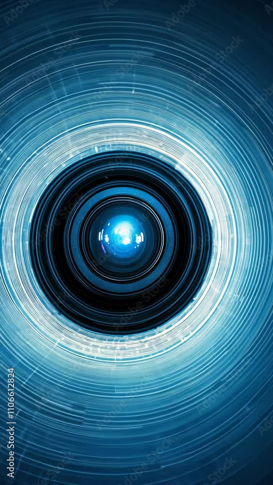 Aufkleber bright blue circular design with concentric rings and glowing center creating a mesmerizing effect