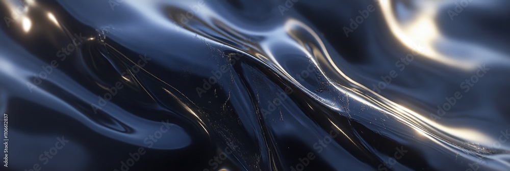 Poster a smooth, abstract surface with fluid-like patterns and reflections.