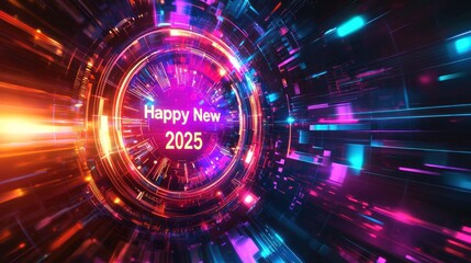 Obraz premium An abstract countdown timer projected in neon colors with 