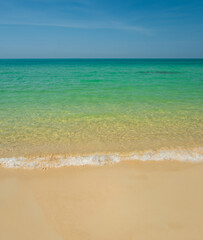Obraz premium Horizon photogrphy beautiful landscape summer season vertical view tropical sea beach white sand clean blue sky background calm nature ocean wave water travel holiday at samae san island sun day time.