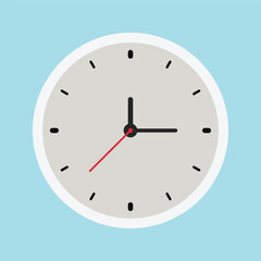 clock vector flat illustration isolated on blue background