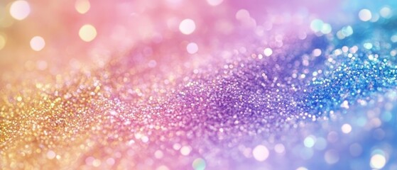 A soft pastel rainbow glitter background filled with sparkling light effects, creating a magical atmosphere with ample space for text. 