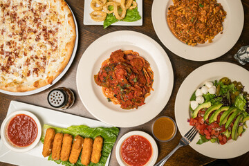 Italian food flat lay composition 