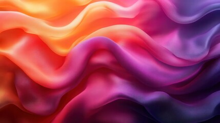 Fototapeta premium A vibrant abstract image showcasing flowing waves of fabric in shades of orange, pink, and purple, creating a sense of movement and depth.