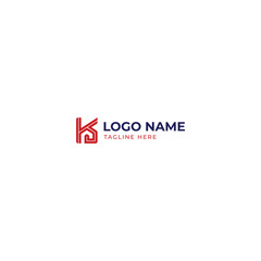 house logo and letter k with simple modern style line shape