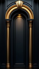 Naklejka premium Elegant Gold and Black Architectural Archway Design
