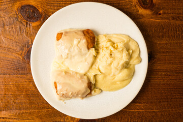 Chicken Kiev with mashed potatoes