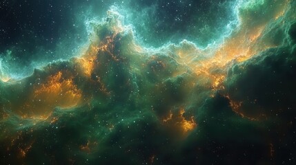 Fototapeta premium A mesmerizing cosmic scene featuring vibrant clouds of gas and dust illuminated by distant stars, showcasing the beauty of the universe.