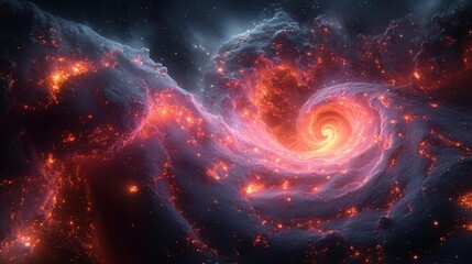 A vibrant swirl of cosmic colors depicting a galaxy, with bright stars and glowing gases, illustrating the beauty of the universe.