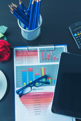 Vertical Excel graph with Spreadsheet Document showing Information Financial Startup Concept....