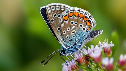 Obraz premium Close-up of colorful butterfly on wildflower 