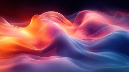 Obraz premium A vibrant abstract representation of flowing waves, showcasing a blend of warm and cool colors in a harmonious, fluid composition.